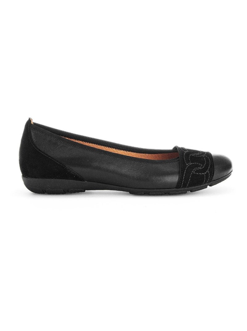 Ballerines  en cuir lisse et en velours Gabor Noir Noir - Kiabi