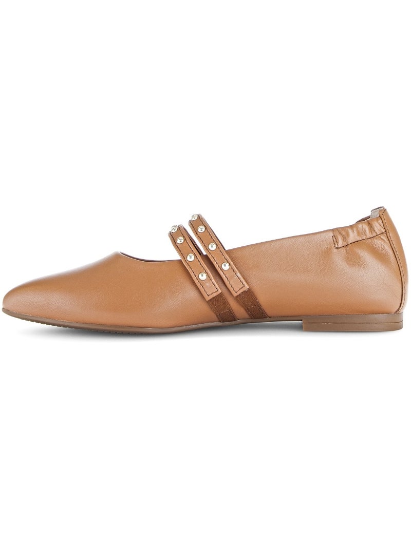 Ballerines  en cuir lisse Marron - Kiabi
