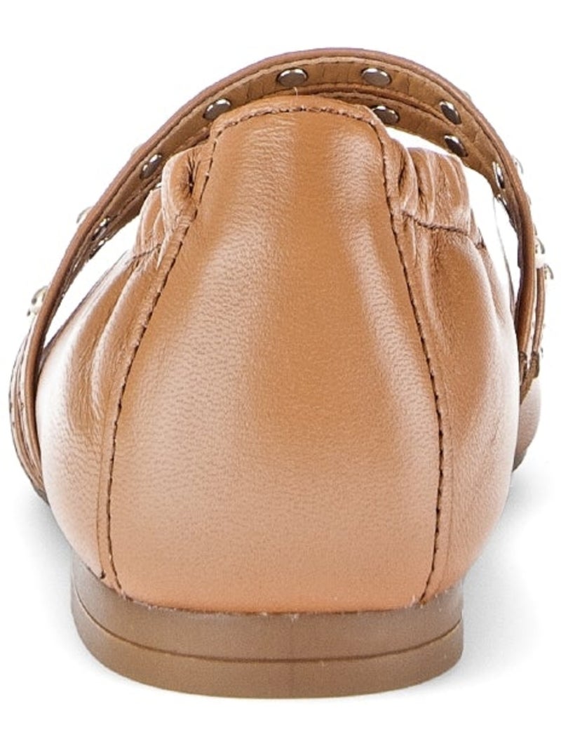 Ballerines  en cuir lisse Marron - Kiabi