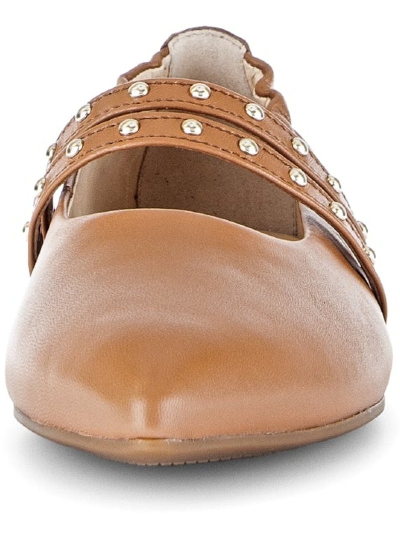 Ballerines  en cuir lisse Marron - Kiabi