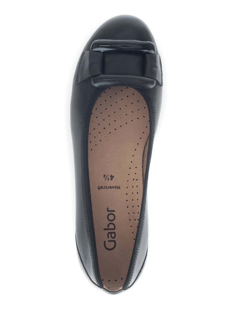 Ballerines  en cuir lisse Noir - Kiabi