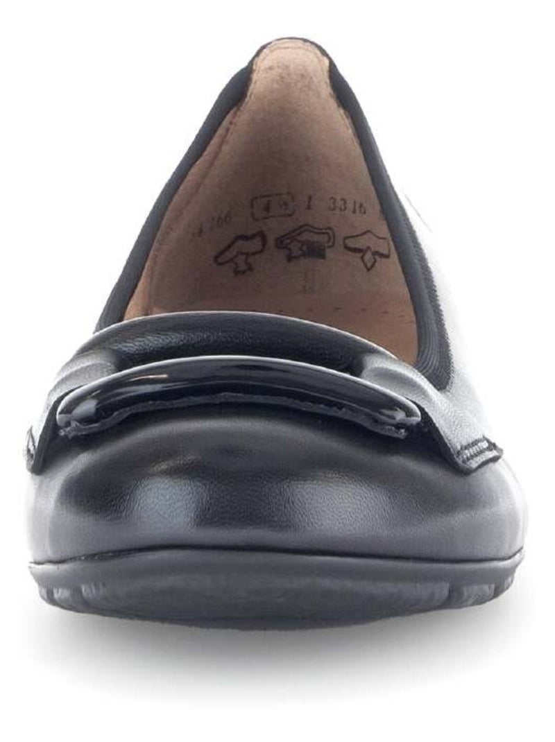 Ballerines  en cuir lisse Noir - Kiabi
