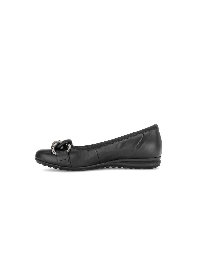 Ballerines  en cuir lisse Noir - Kiabi