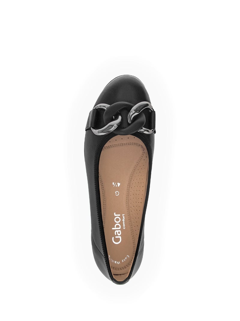 Ballerines  en cuir lisse Noir - Kiabi