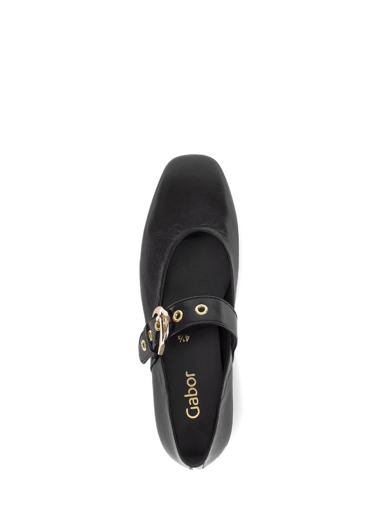 Ballerines  en cuir lisse Noir - Kiabi