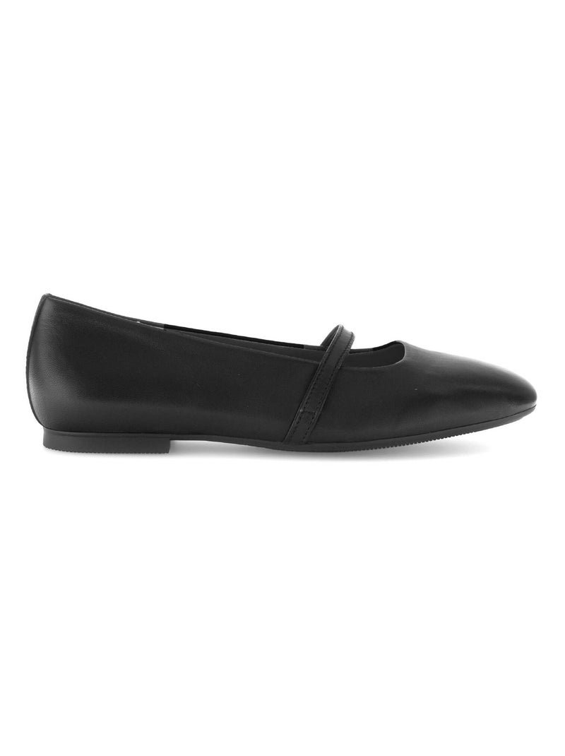 Ballerines  en cuir lisse Noir Noir - Kiabi