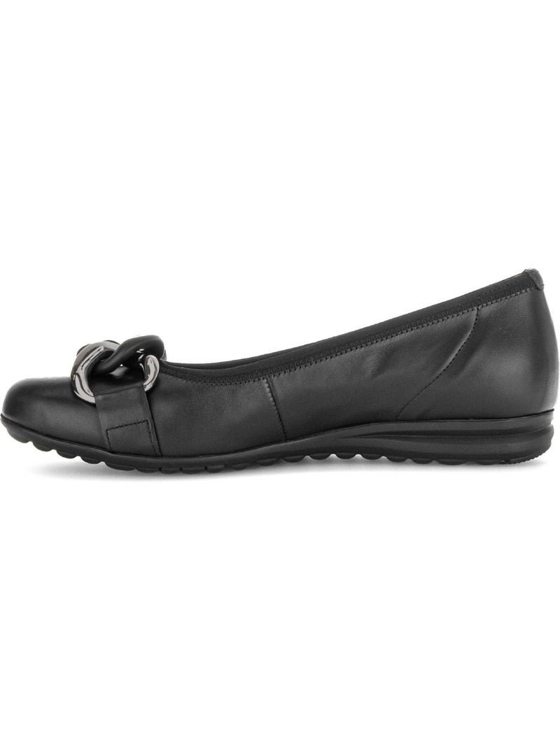 Ballerines  en cuir lisse Noir Noir - Kiabi
