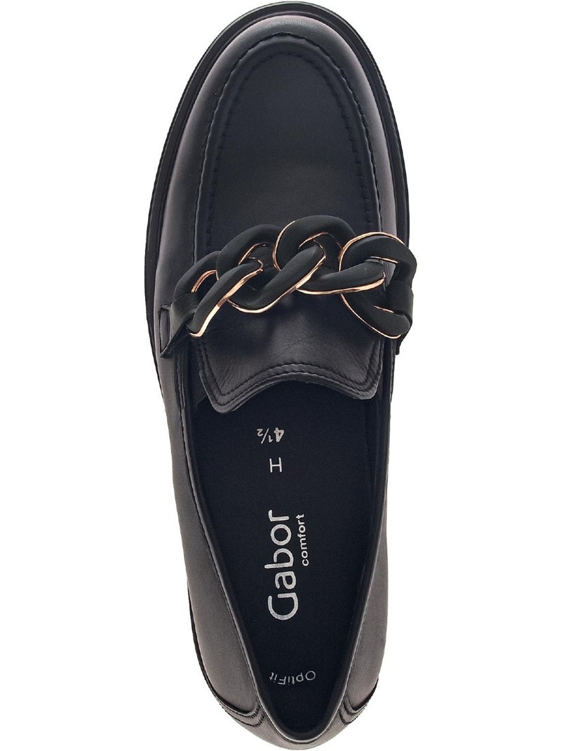 Ballerines  en cuir lisse Noir Noir - Kiabi