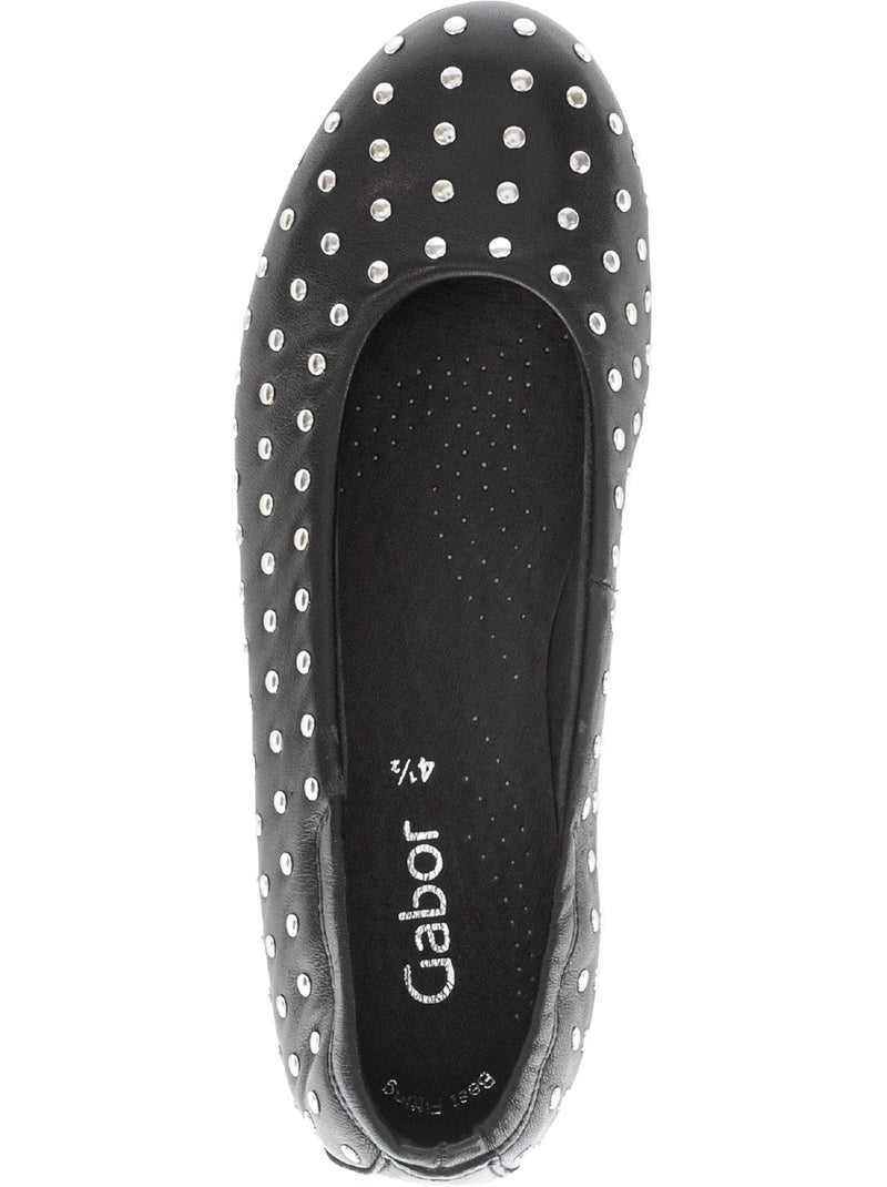 Ballerines  en cuir lisse Noir Noir - Kiabi
