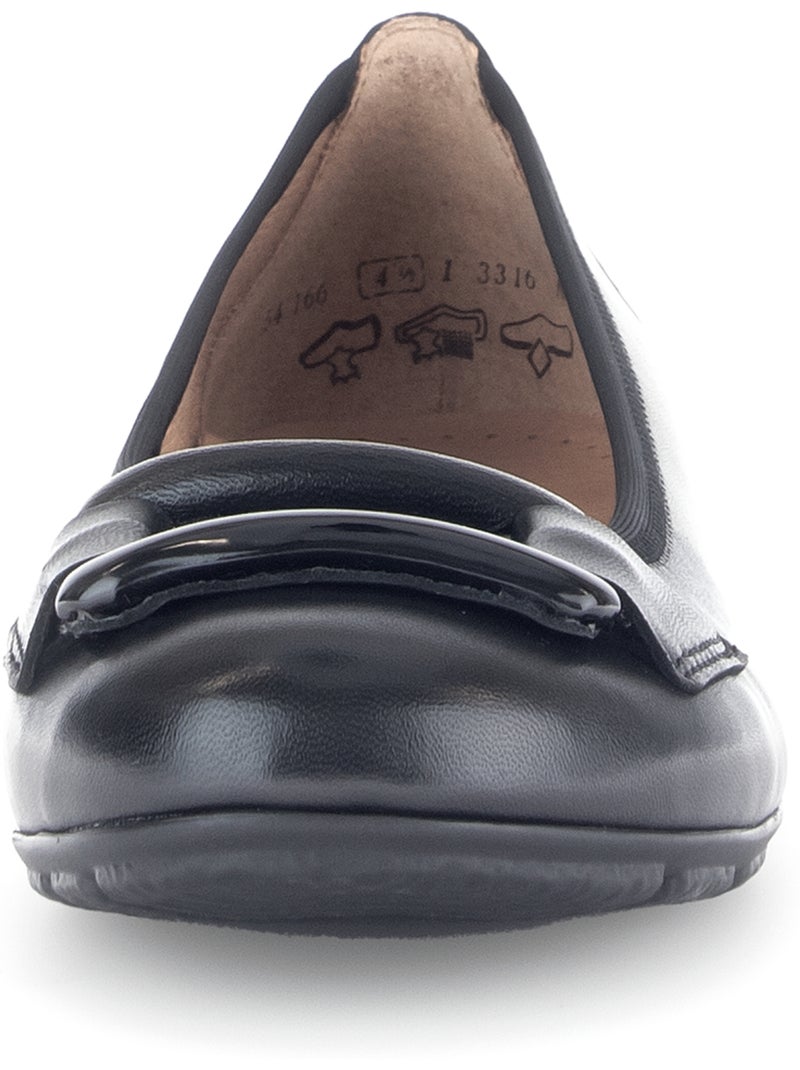 Ballerines  en cuir lisse Noir Noir - Kiabi
