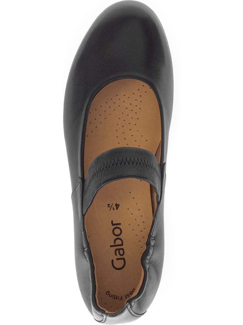 Ballerines  en cuir lisse Noir Noir - Kiabi