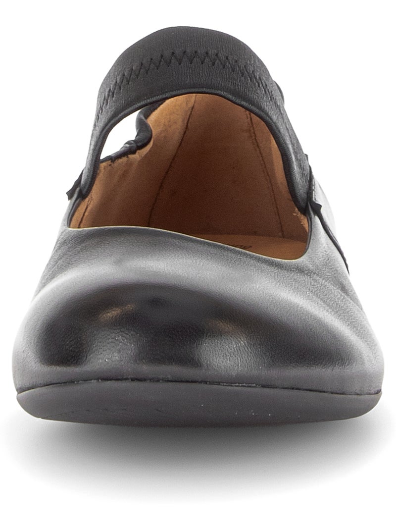 Ballerines  en cuir lisse Noir Noir - Kiabi