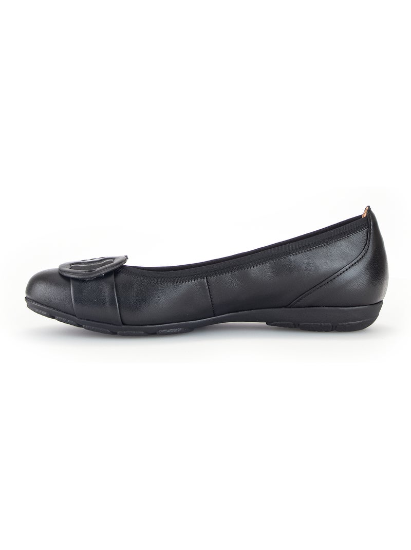 Ballerines  en cuir lisse Noir Noir - Kiabi