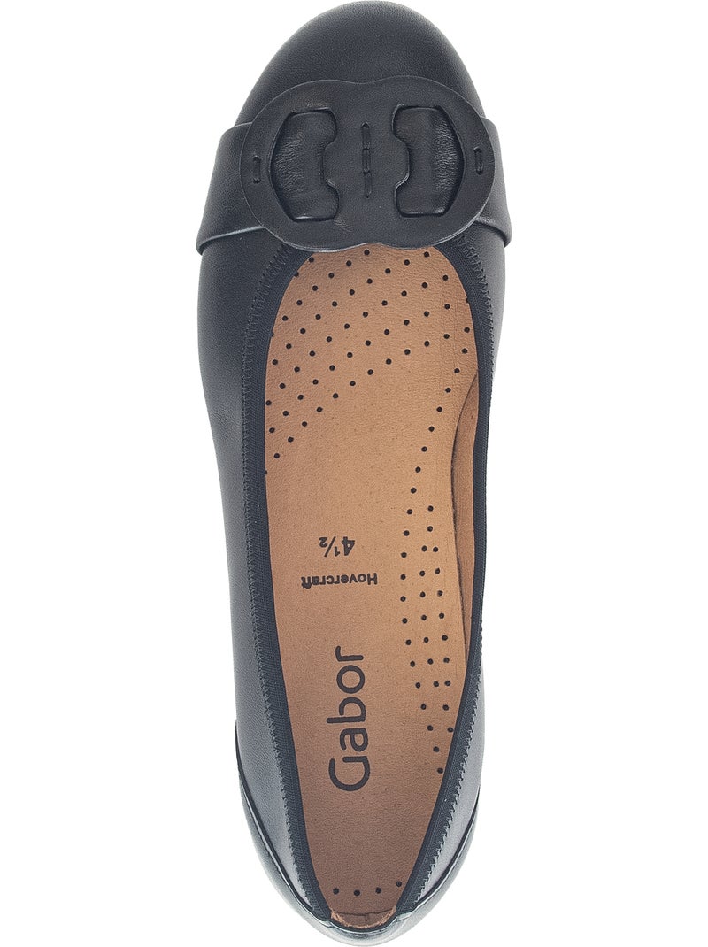 Ballerines  en cuir lisse Noir Noir - Kiabi