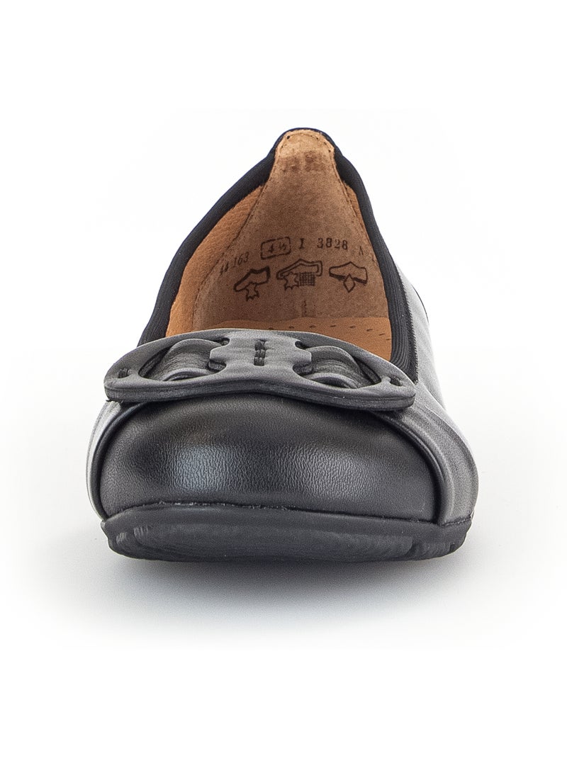 Ballerines  en cuir lisse Noir Noir - Kiabi