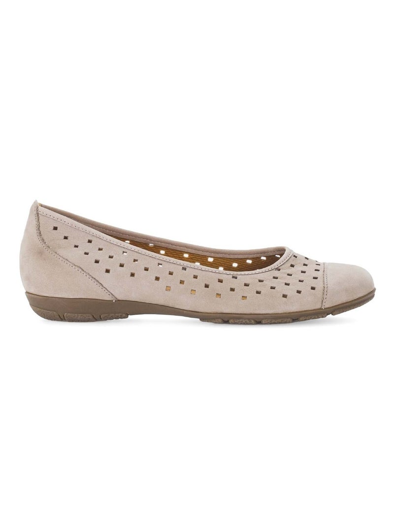 Ballerines  en cuir nubuck Beige - Kiabi