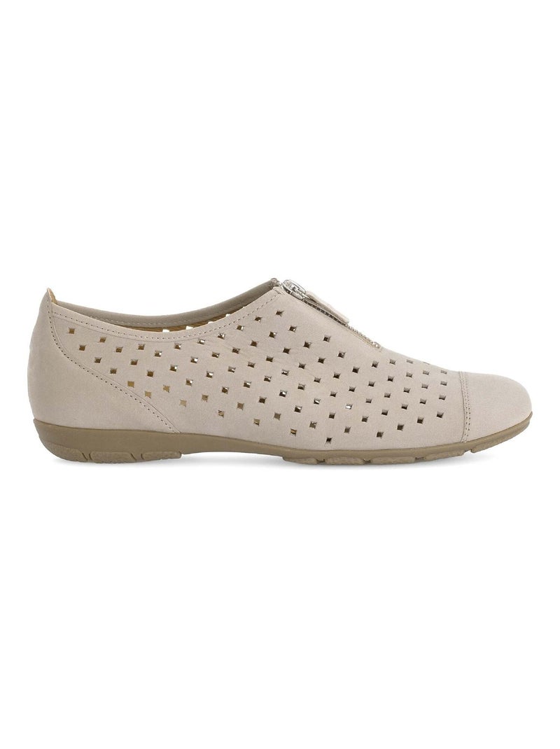 Ballerines  en cuir nubuck Beige - Kiabi