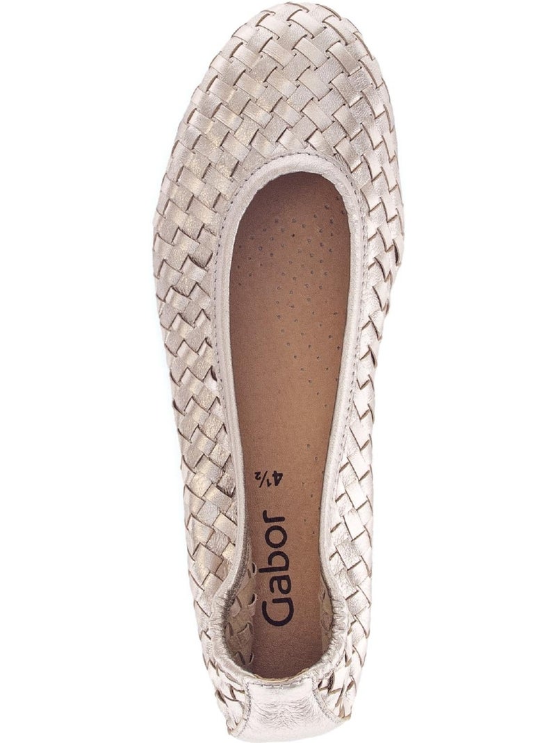 Ballerines  en cuir tressé Doré/or - Kiabi