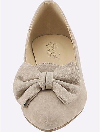 Ballerines en cuir velours avec boucle décorative et rembourrage - Taille standard - Helline