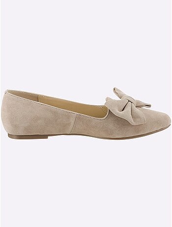 Ballerines en cuir velours avec boucle décorative et rembourrage - Taille standard - Helline