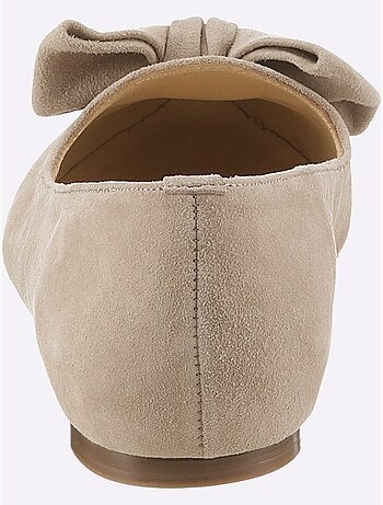 Ballerines en cuir velours avec boucle décorative et rembourrage - Taille standard - Helline