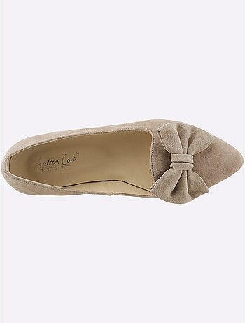 Ballerines en cuir velours avec boucle décorative et rembourrage - Taille standard - Helline
