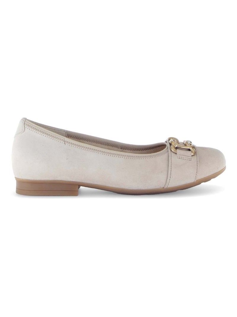 Ballerines  en cuir velours Beige - Kiabi