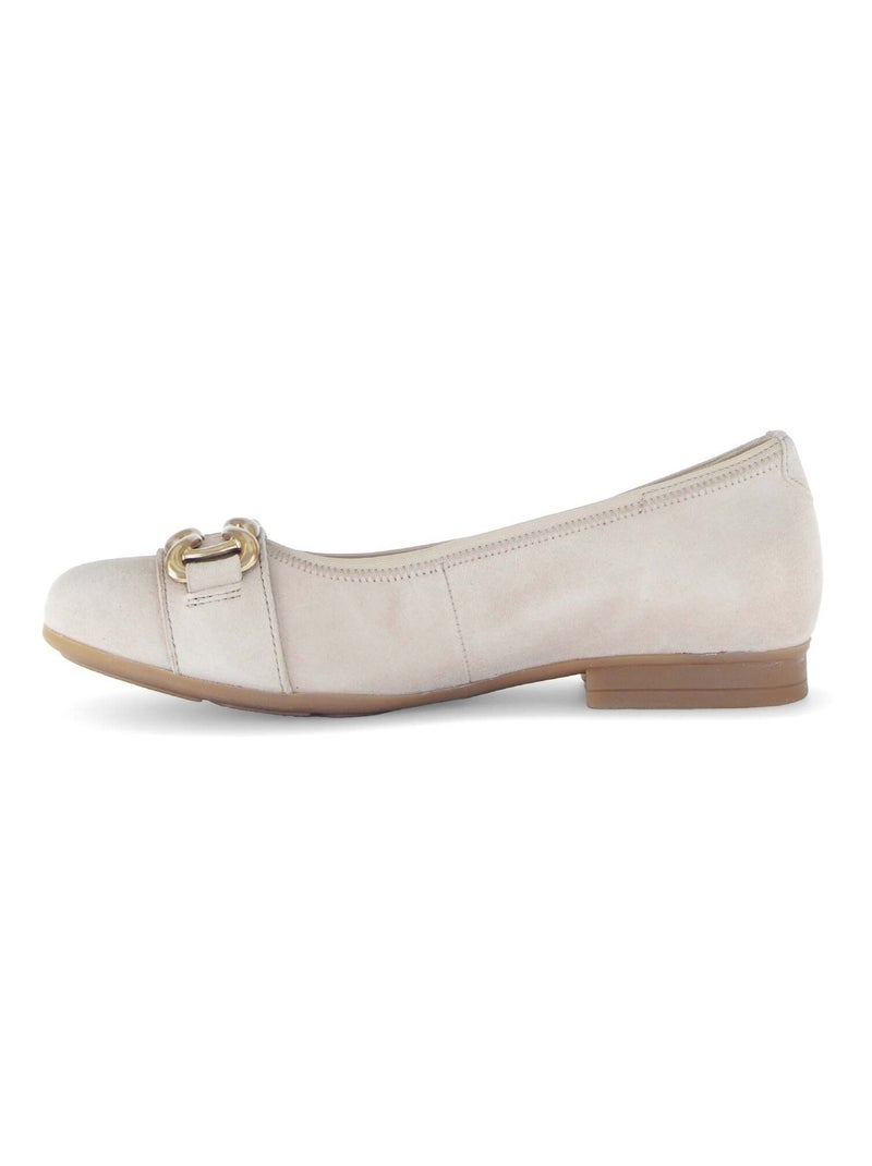 Ballerines  en cuir velours Beige - Kiabi