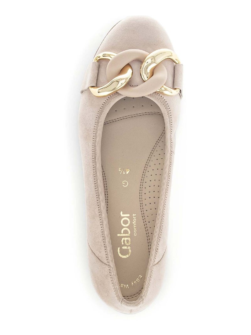 Ballerines  en cuir velours Beige - Kiabi