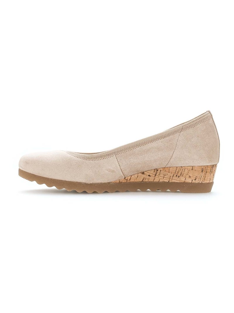 Ballerines  en cuir velours Beige - Kiabi