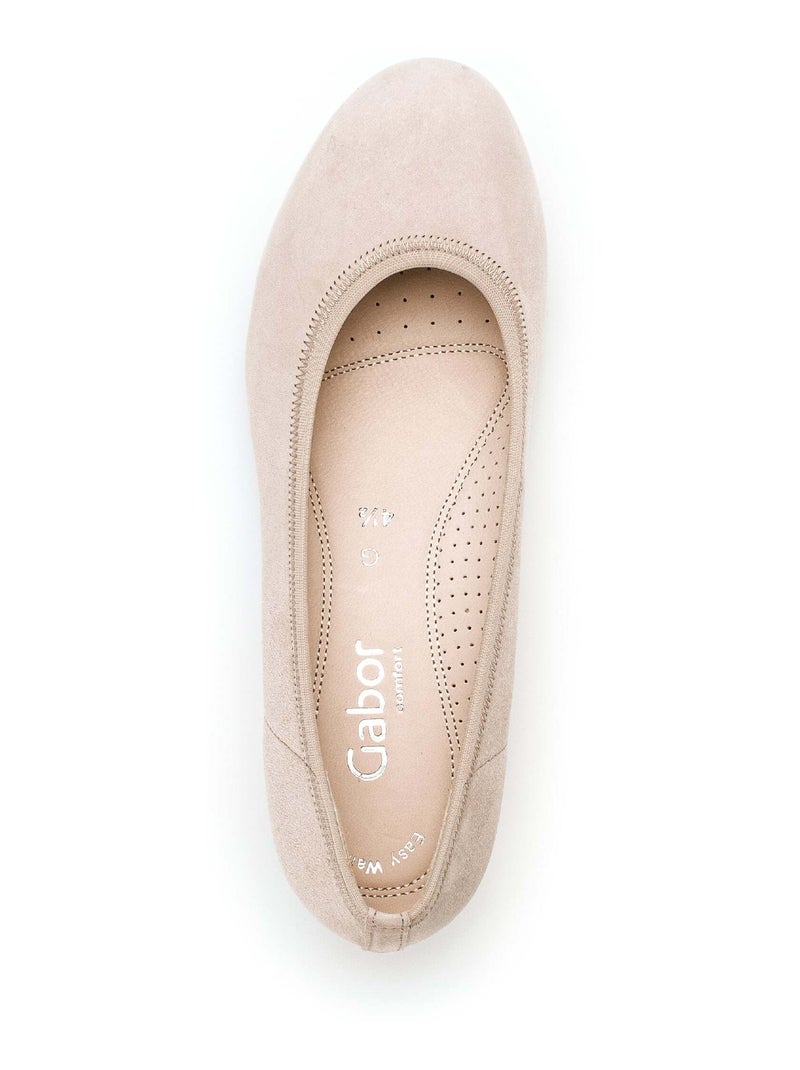 Ballerines  en cuir velours Beige - Kiabi