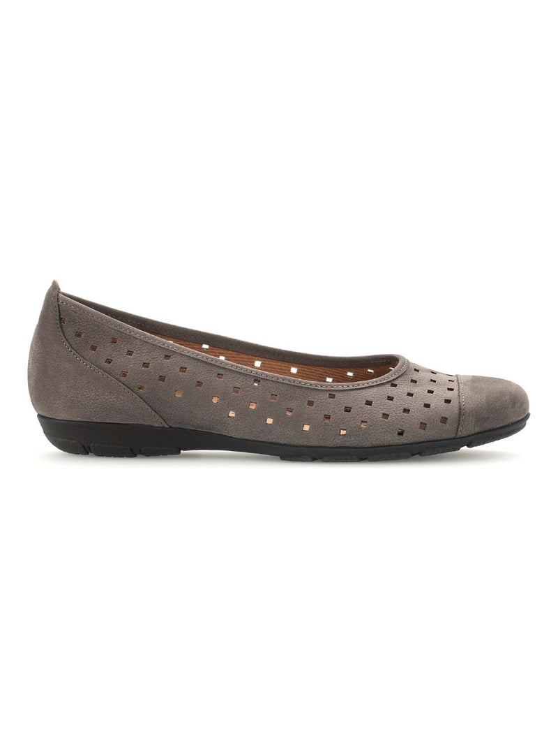 Ballerines  en cuir velours Gris Gris - Kiabi