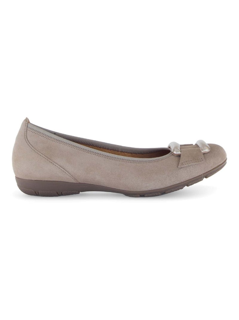 Ballerines  en cuir velours Marron clair - Kiabi
