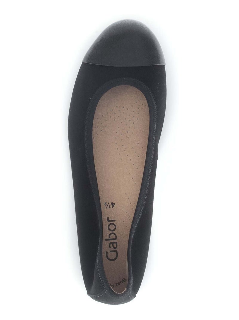 Ballerines  en cuir velours Noir - Kiabi