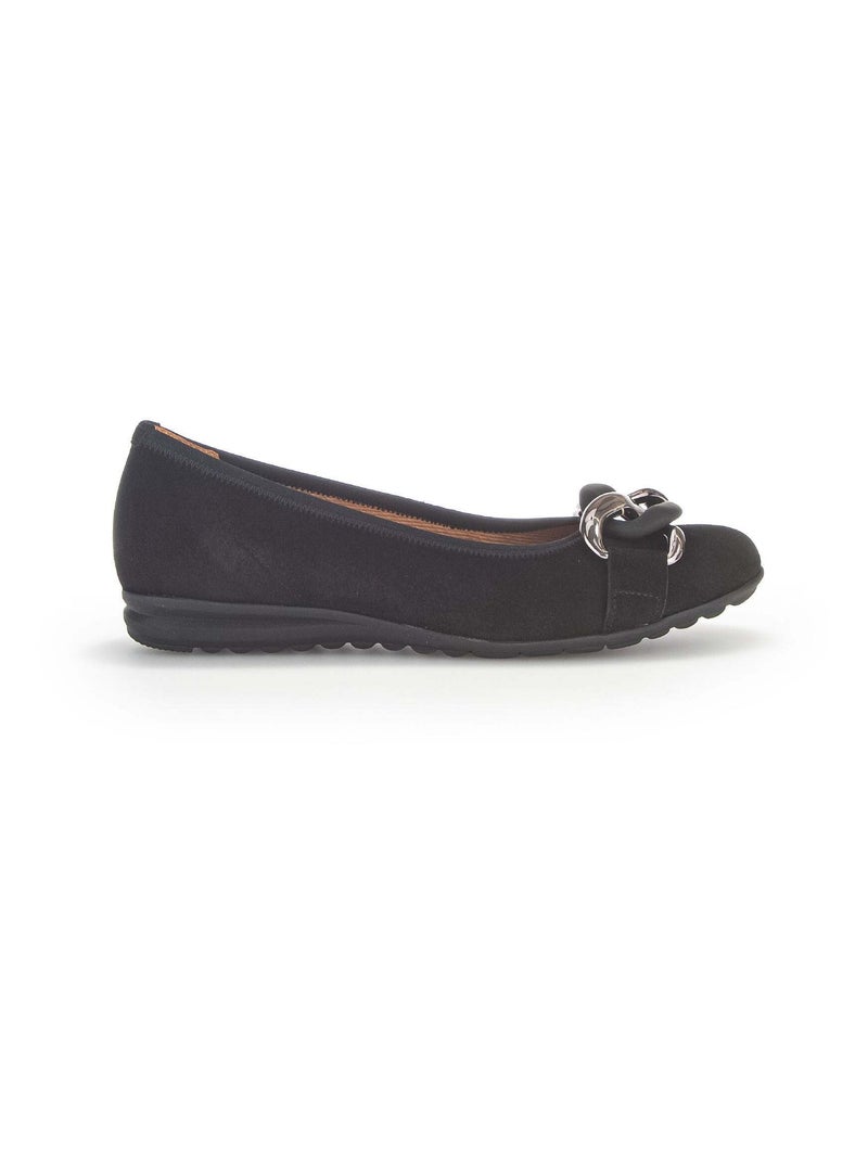 Ballerines  en cuir velours Noir - Kiabi