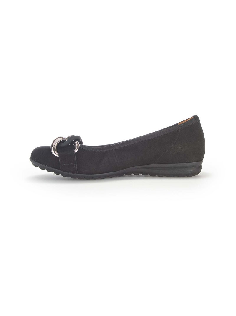 Ballerines  en cuir velours Noir Noir - Kiabi