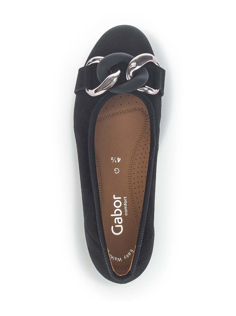 Ballerines  en cuir velours Noir Noir - Kiabi