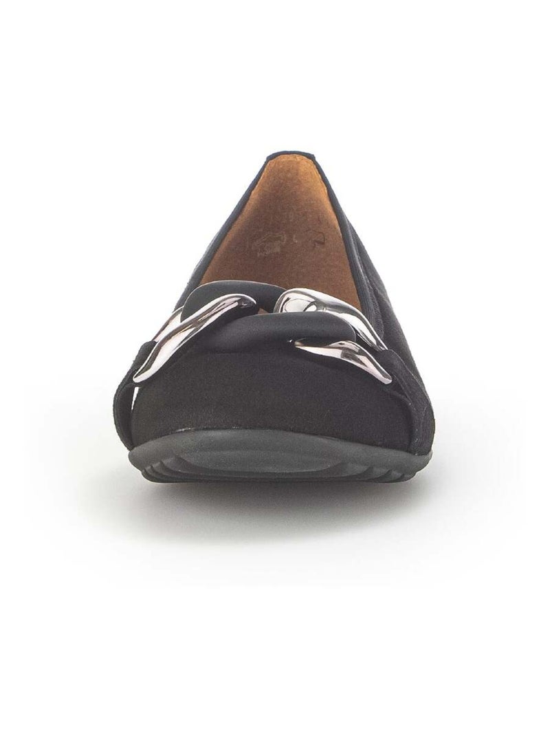 Ballerines  en cuir velours Noir Noir - Kiabi
