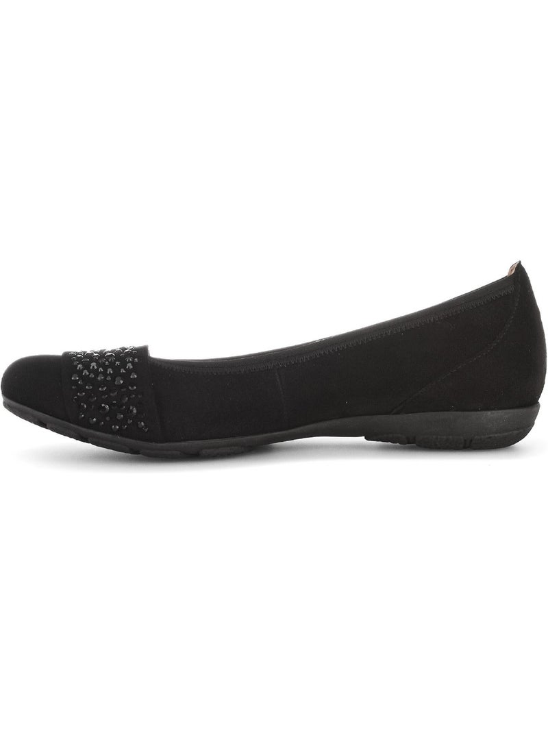 Ballerines  en cuir velours Noir Noir - Kiabi