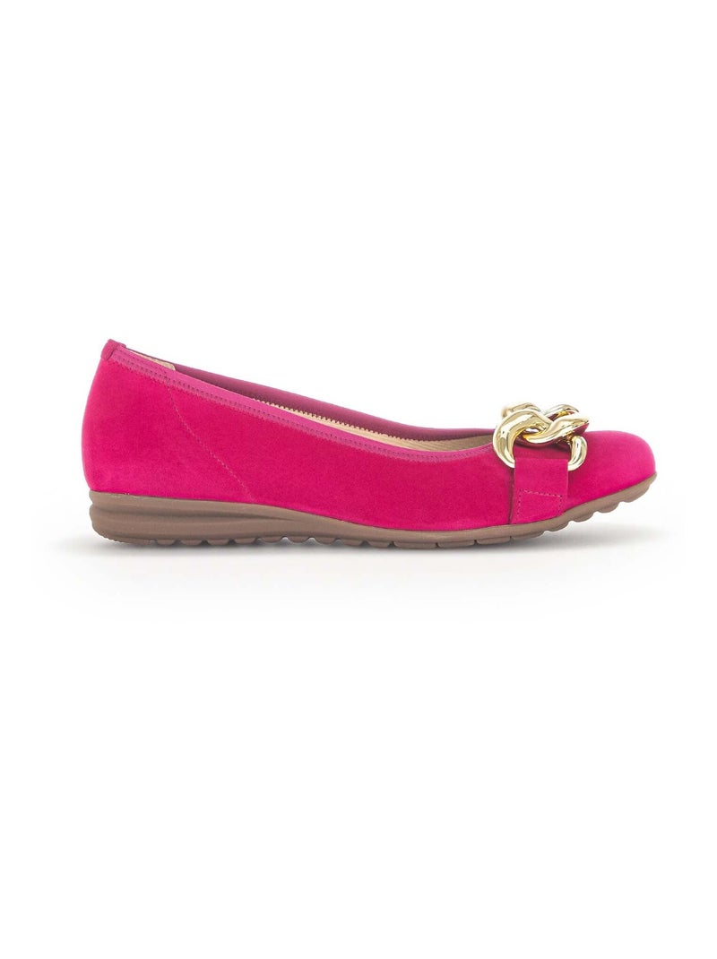 Ballerines  en cuir velours Rose - Kiabi