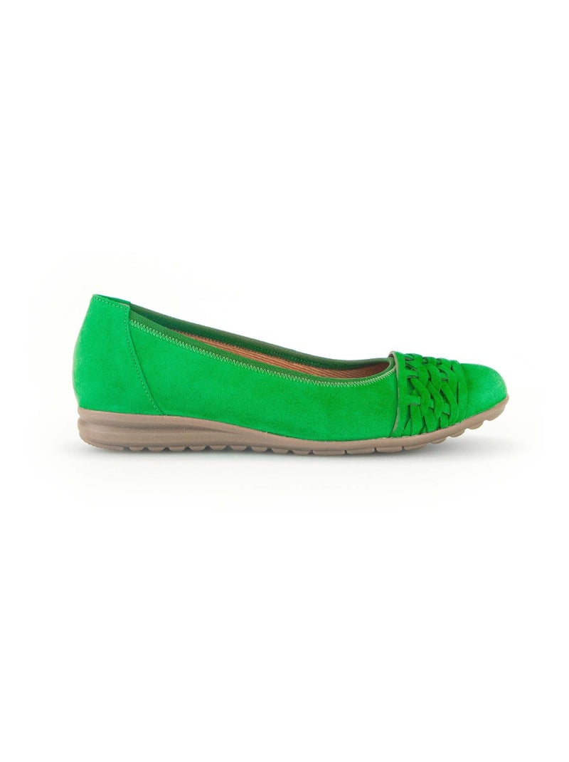Ballerines  en cuir velours Vert - Kiabi