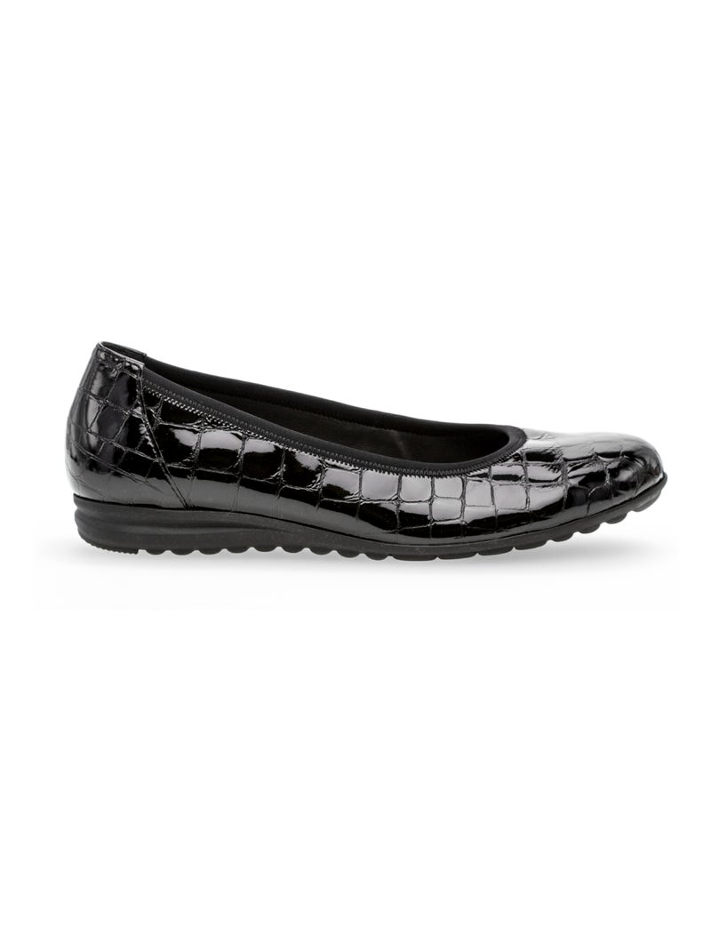 Ballerines  en cuir vernis Noir - Kiabi
