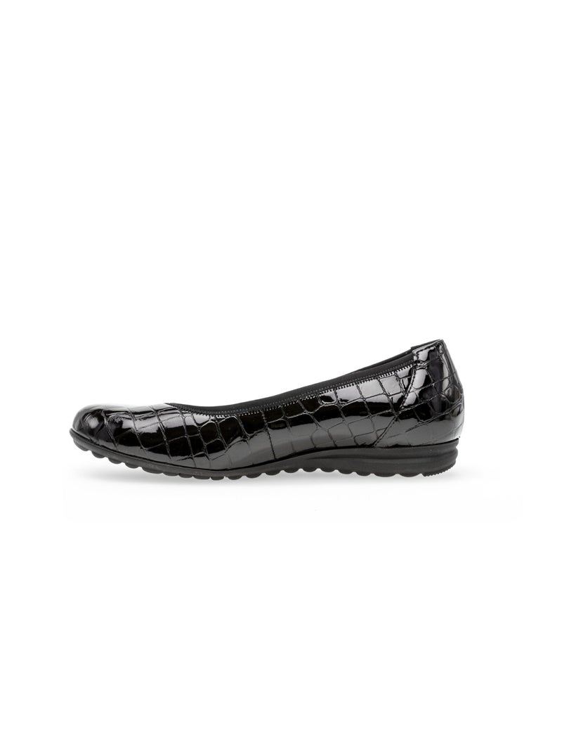 Ballerines  en cuir vernis Noir - Kiabi