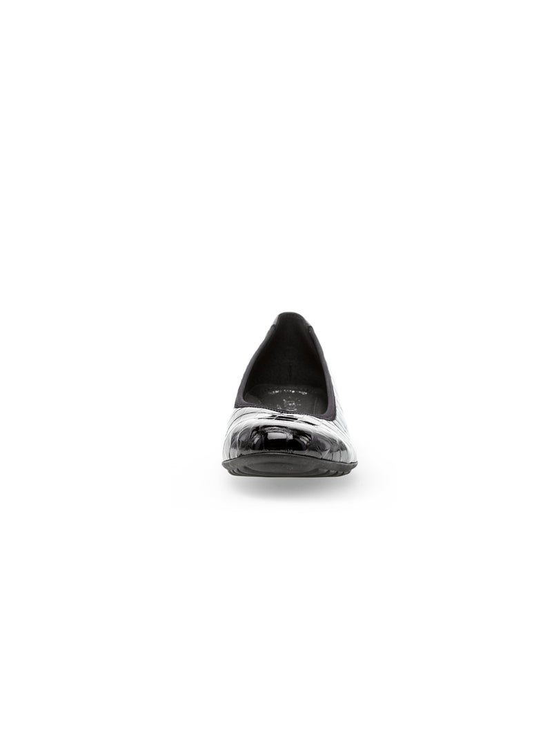 Ballerines  en cuir vernis Noir - Kiabi