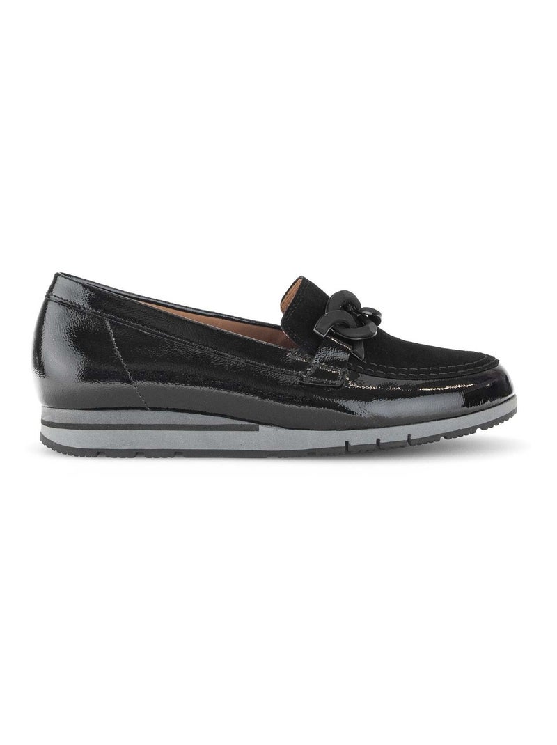 Ballerines  en cuir vernis Noir - Kiabi