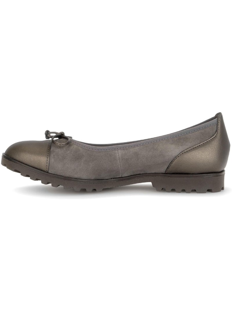 Ballerines  en cuirs combinés Beige - Kiabi