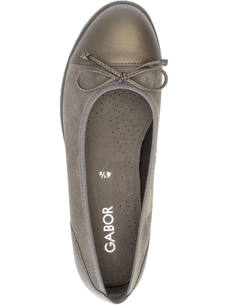 Ballerines  en cuirs combinés Beige - Kiabi