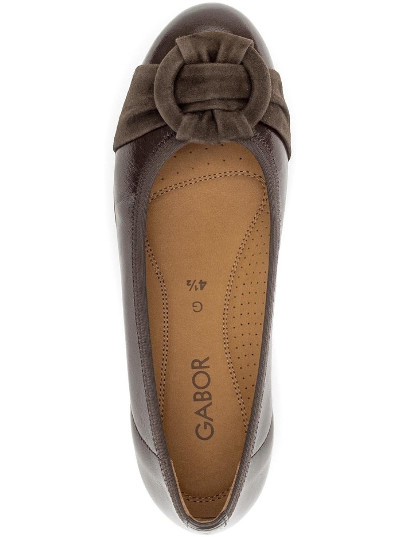 Ballerines  en cuirs combinés Marron - Kiabi
