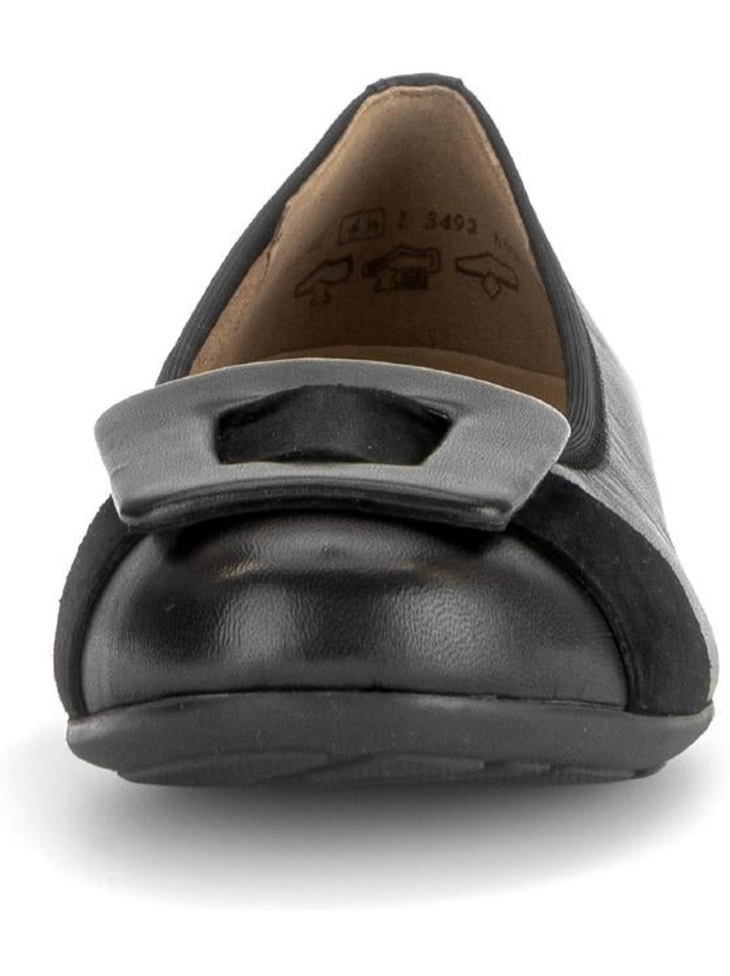 Ballerines  en cuirs combinés Noir Noir - Kiabi