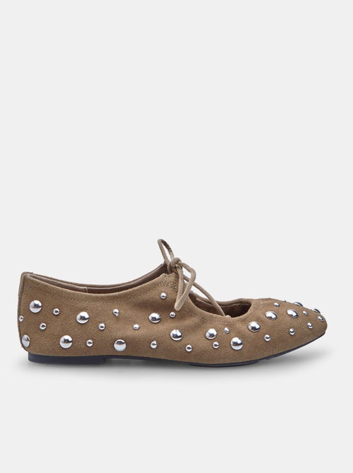 Ballerines en daim  avec nœud et clous Bata - Kiabi
